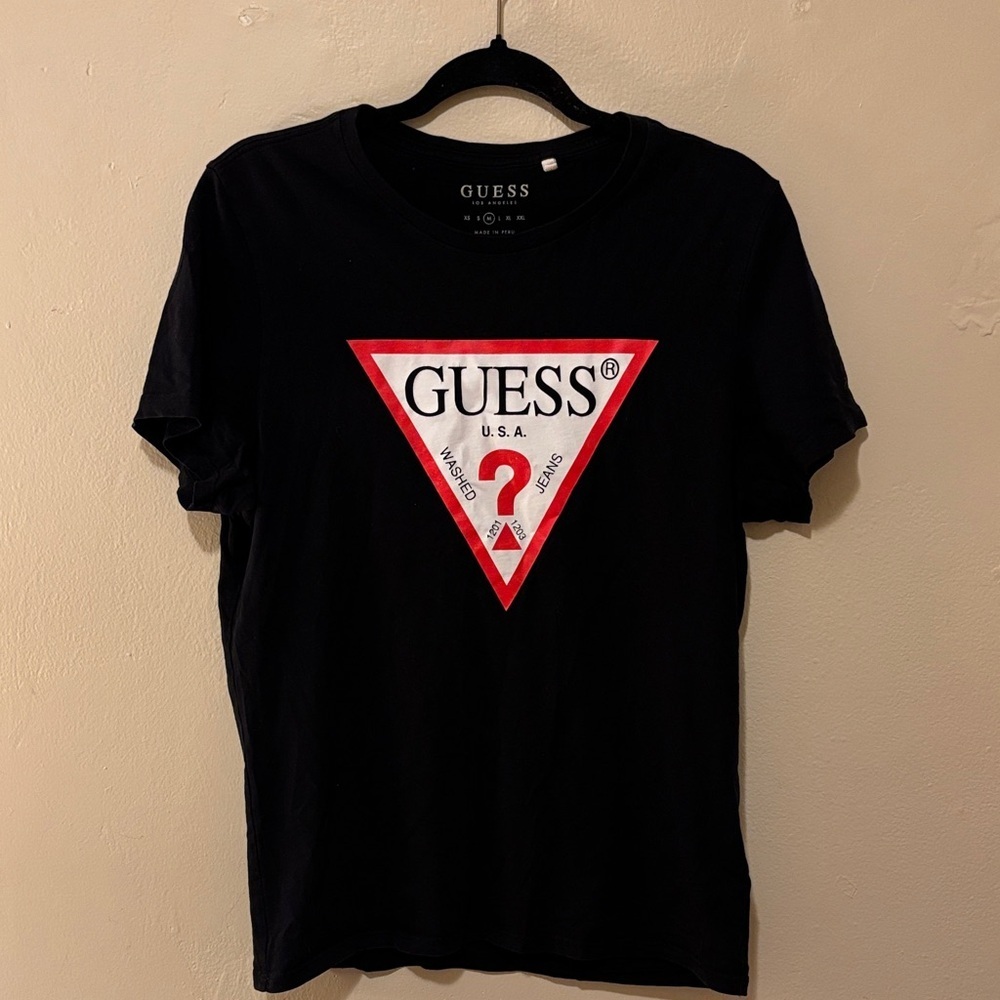 GUESS Black Tee with Red Logo